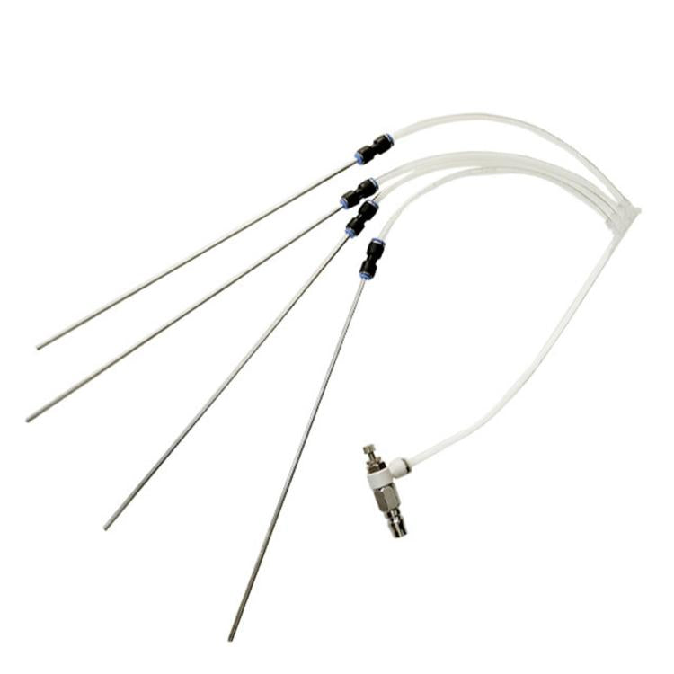 Engine carbon cleaning tube assembly: four metal rods, clear hoses, black inline fittings