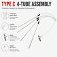 Four-tube cleaning assembly with clear flexible hoses and metal connectors