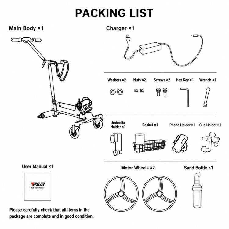 PGM QC010 Dual-Mode Foldable Electric Golf Push Cart