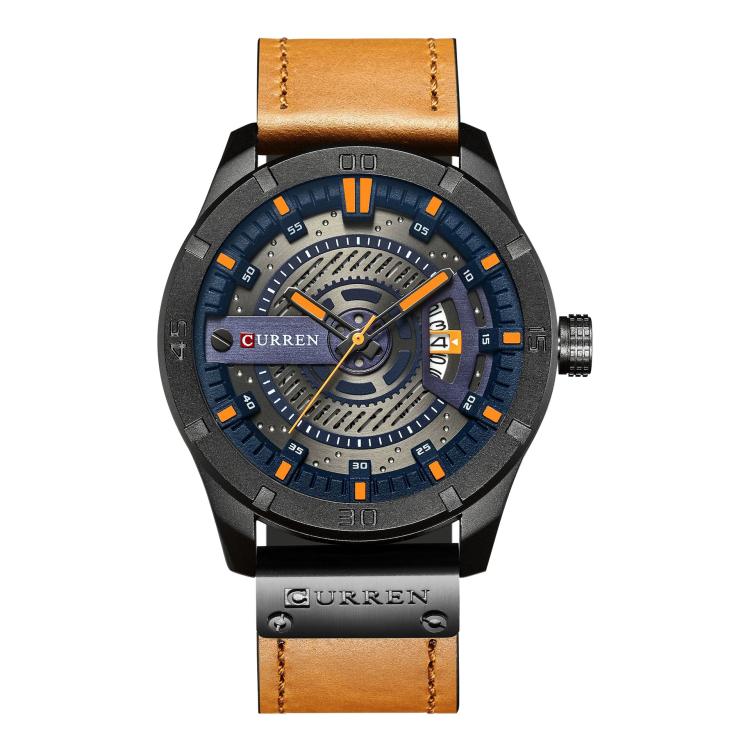 CURREN M8301 Men Classic Leather Watch with Analog and Date Display