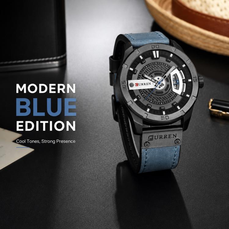 CURREN M8301 Men Classic Leather Watch with Analog and Date Display
