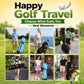 Kids golf stand bag, light blue with multicolor accents and black base, dual shoulder carry.
