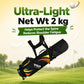 Youth golf club carry bag, black with green and orange accents, dual shoulder straps with stand.