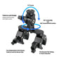 Black pole clamp mount with hinged rotating arm and dual crab clamp grips