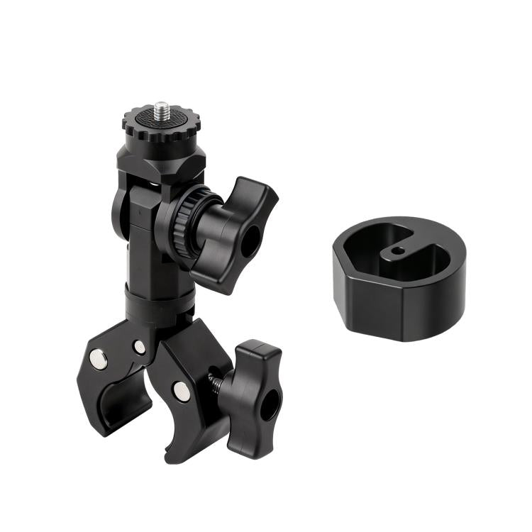 Black pole clamp mount with adjustable arm plus round pipe adapter sleeve
