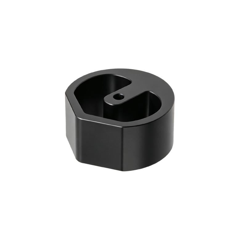Black round pipe adapter sleeve with mounting hole and recessed top channel