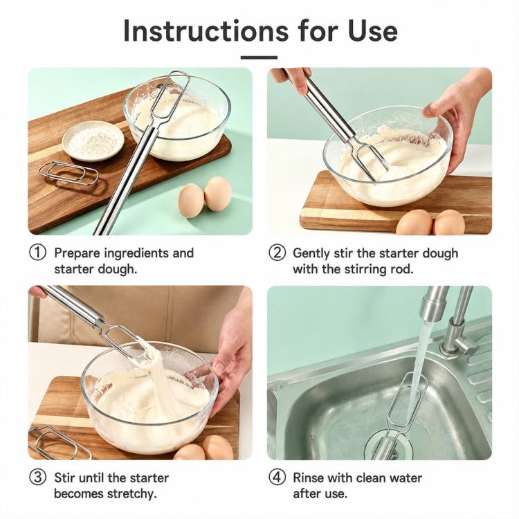LsCook Stainless Steel Dough Stirring Stick Home Baking Tool