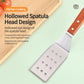 Hollowed-head spatula with stainless steel slotted blade and wooden handle