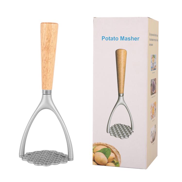 LsCook Potato Masher with Oak Handle Multifunctional Kitchen Tool