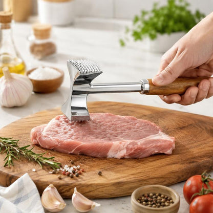 LsCook Kitchen Steak Hammer Double-sided Meat Tenderizing Mallet, Mirror-Finish, Matte-Finish