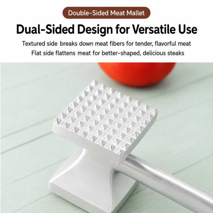 LsCook Kitchen Steak Hammer Double-sided Meat Tenderizing Mallet, Mirror-Finish, Matte-Finish