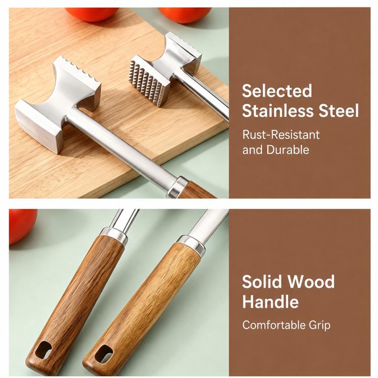 LsCook Kitchen Steak Hammer Double-sided Meat Tenderizing Mallet, Mirror-Finish, Matte-Finish