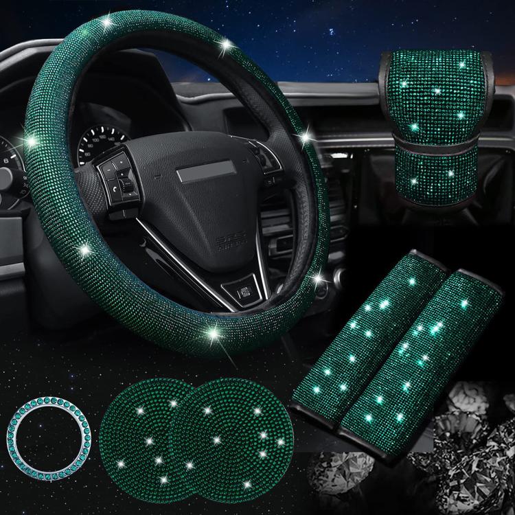 7 in 1 Set Car Diamond Studded Steering Wheel Cover, Diameter: 38cm