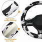 Cow print steering wheel cover with textured grip finish and non-slip inner ring