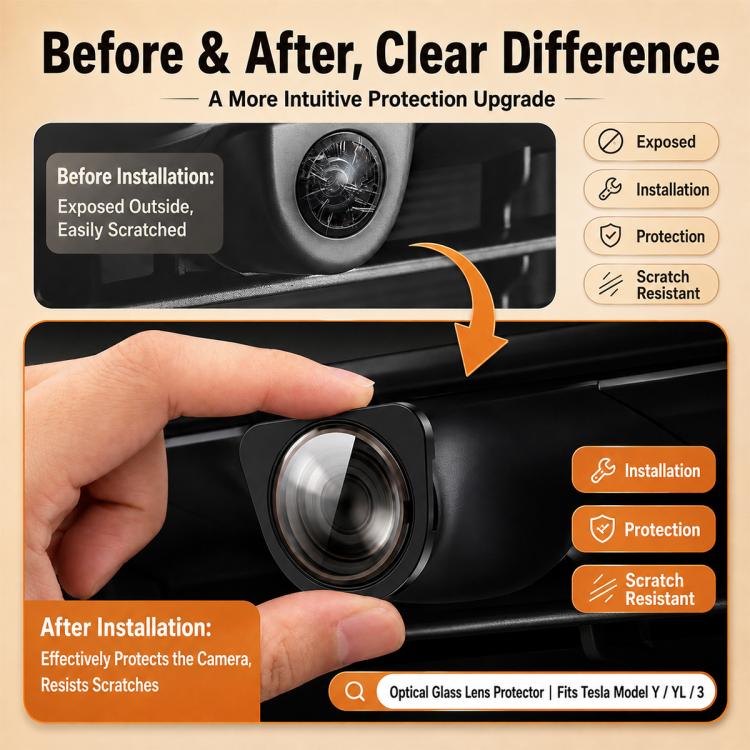 Tempered glass lens protector for front camera held in hand over the lens