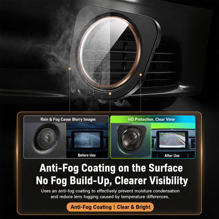 Front camera lens protective cover with anti-fog tempered glass in black frame