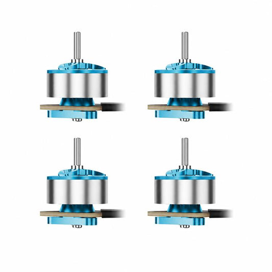 Brushless motor set with blue and silver housing, dual mounting shaft and prop arm
