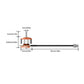 Orange and silver brushless motor with black prop arm and labeled size diagram