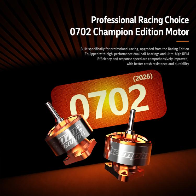 Orange 0702 brushless motor pair with silver stator and prop shafts