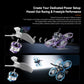 Multirotor brushless motor setup with purple or blue motors and propellers