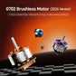 Orange and purple 0702 brushless motors with silver bodies and prop shafts