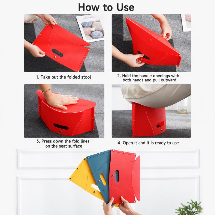 Portable Foldable PP Card Stool with Storage Basket
