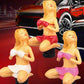 Car manual gear shift knobs with red and pink bikini figure toppers (set of 3)