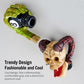 Resin ram skull gear shift knob and green 8-style knob, both with black textured base
