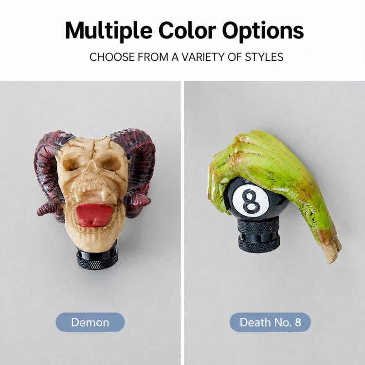 Ram skull and green 8-style resin gear shift knobs with black base