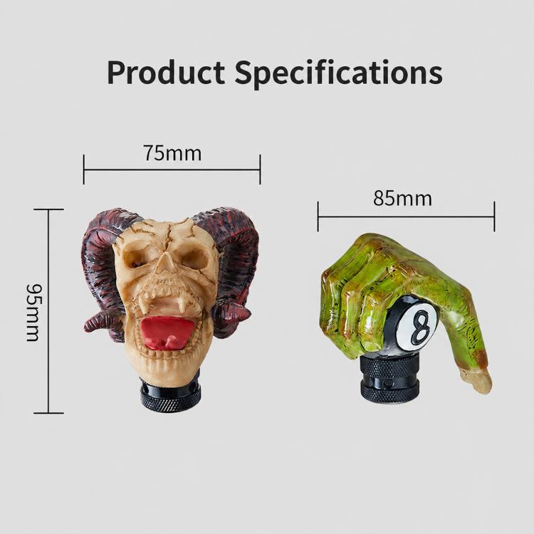 Ram skull and green 8-style resin gear shift knobs with horned details