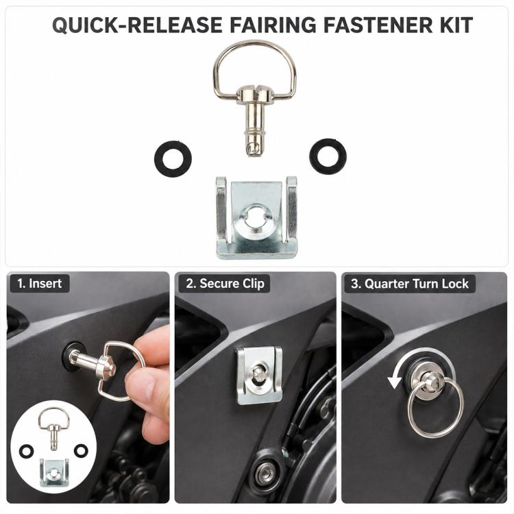 17mm Motorcycle Quick Release Screws FRP 1/4 D-ring Turn Race Fairing Fastener