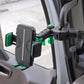 Grey truck phone holder with green silicone corner pads and anti-slip grip arms