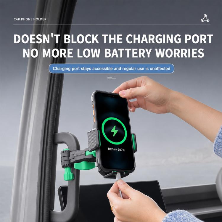 Anti-vibration truck phone holder with access for charging port, phone mounted securely