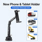 Car phone and tablet holder with extended telescopic arm and suction base