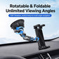 Car suction mount with foldable clamp, rotatable arm, and smartphone holder