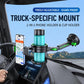 Truck-specific phone holder and cup holder set with black mount and teal bottle cup