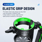 Car phone holder cradle with elastic grip, black frame, and green ring detail