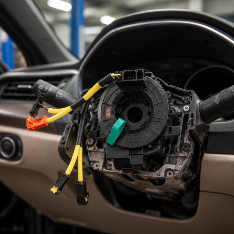 Steering wheel clock spring spiral cable with color-coded connectors