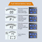 Fuel vehicle battery setup infographic showing tester buttons and screen steps.