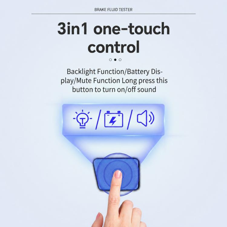 Handheld brake fluid tester with touch control panel and illuminated icons
