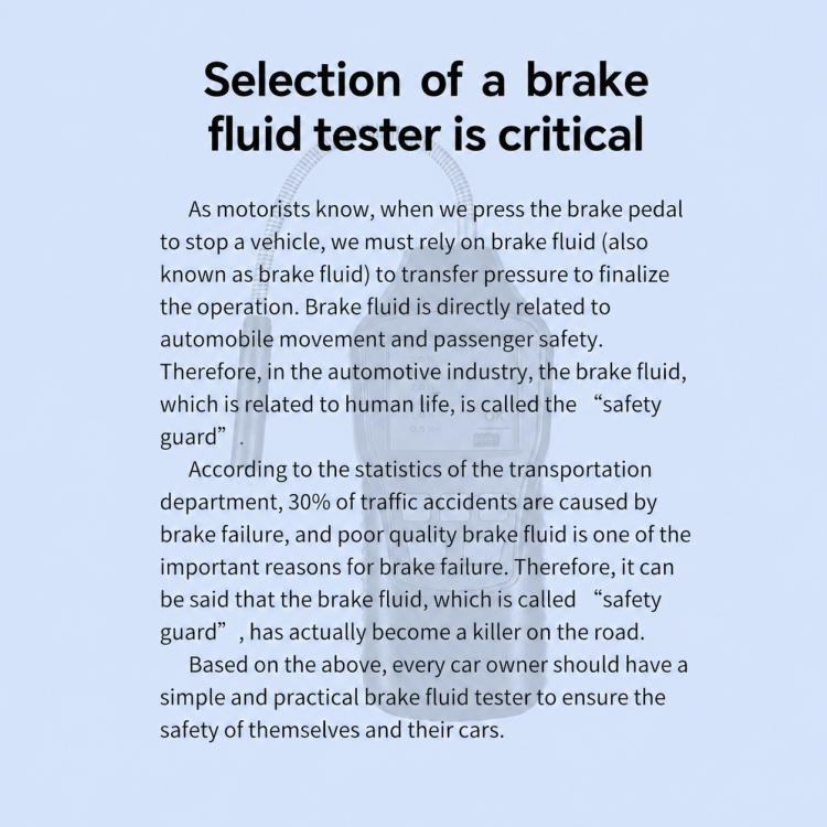 Brake fluid tester information infographic about brake fluid safety and quality