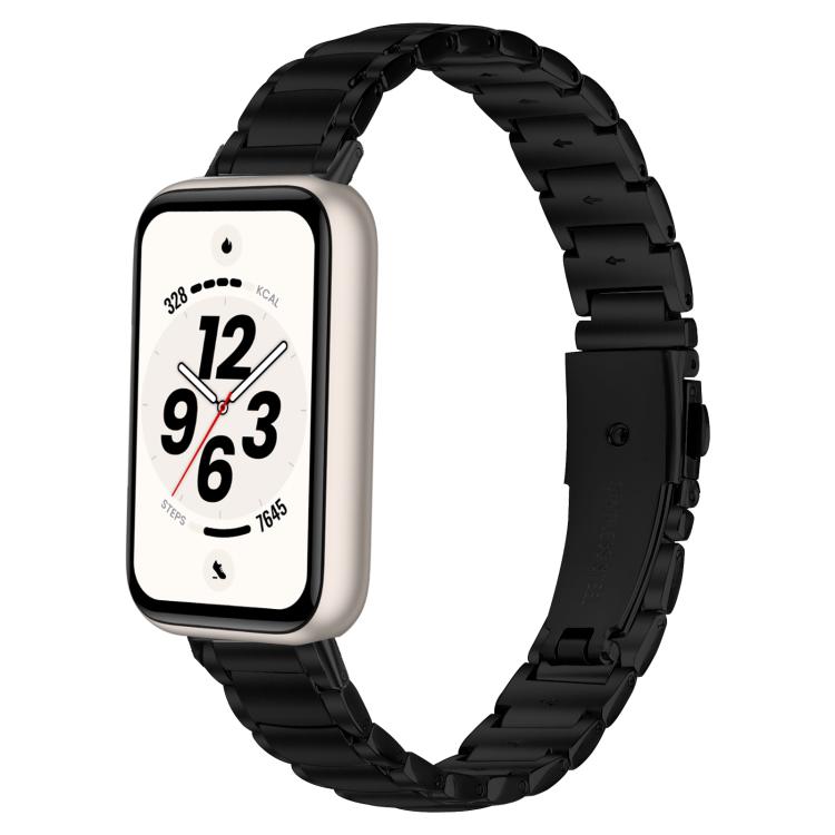 Faux Three-Link Flat Stainless Steel Watch Band, For Honor Band 11 / Band 11 Pro