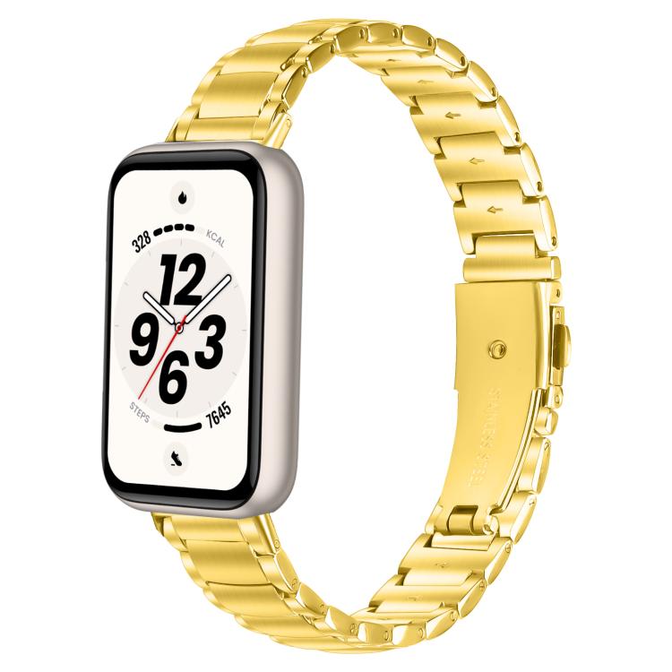 Faux Three-Link Flat Stainless Steel Watch Band, For Honor Band 11 / Band 11 Pro