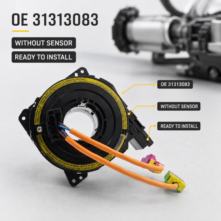 Car steering wheel clock spring spiral cable with yellow label and multi-color connector ends