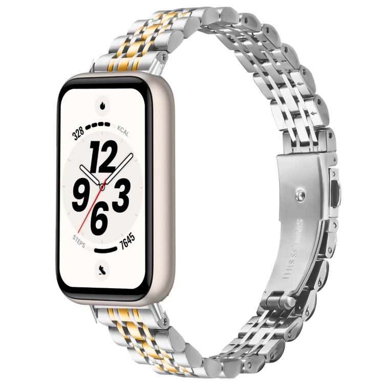Slim Seven Beads Folding Clasp Stainless Steel Watch Band, For Honor Band 11 / Band 11 Pro