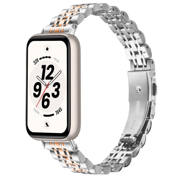 Slim Seven Beads Folding Clasp Stainless Steel Watch Band, For Honor Band 11 / Band 11 Pro
