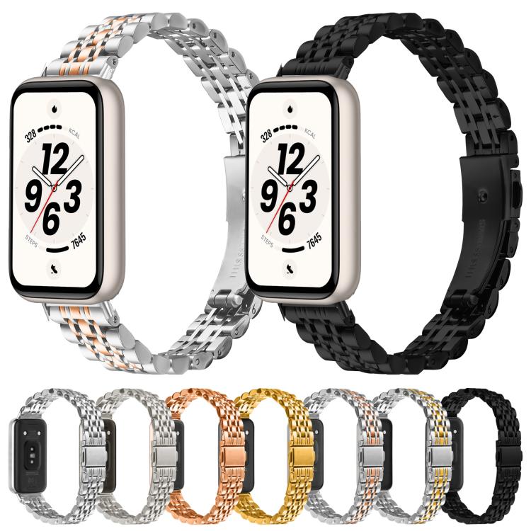 Slim Seven Beads Folding Clasp Stainless Steel Watch Band, For Honor Band 11 / Band 11 Pro