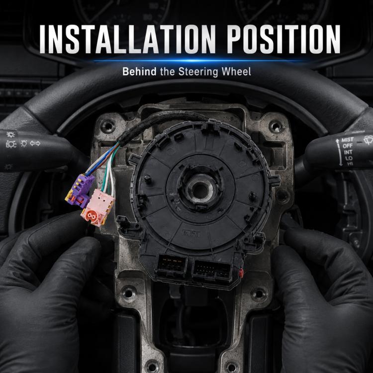 Steering wheel clock spring airbag spiral cable held for installation behind wheel