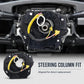 Clock spring spiral cable steering column fit part shown with main unit and connectors