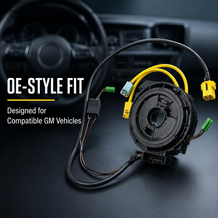 Steering wheel airbag clock spring spiral cable with yellow wires and green connectors